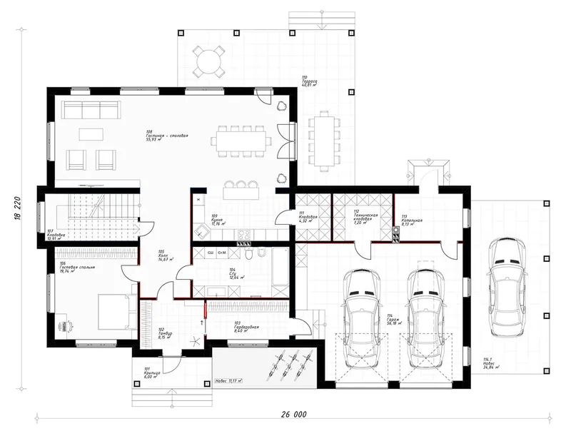Main Floor 9 – 2-Story House Plan 3139 ft², 4 Beds — 64022R