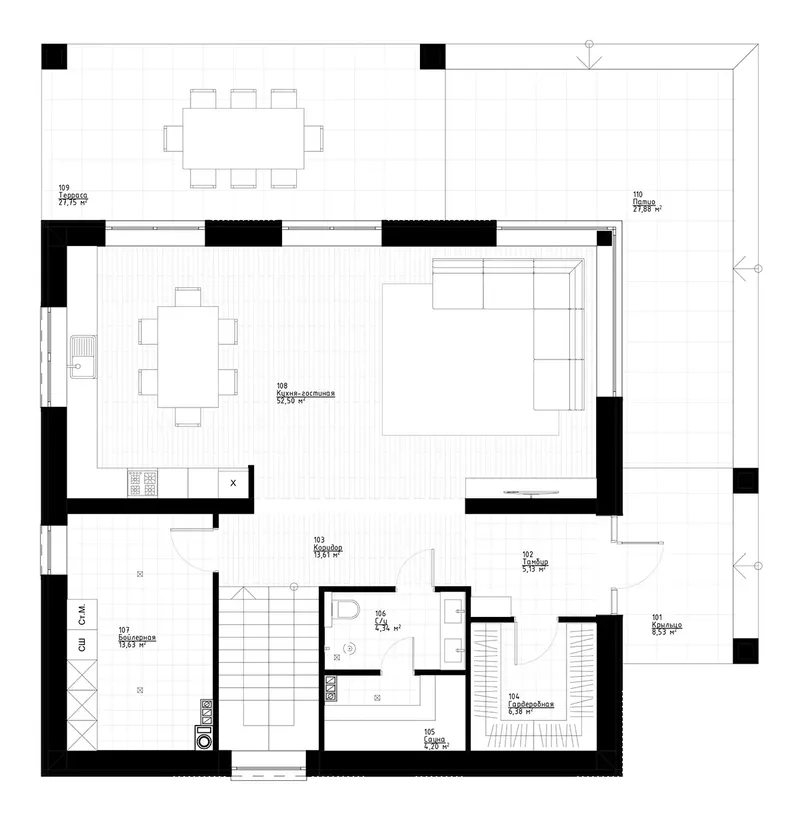 Main Floor 9 – 2-Story House Plan 2083 ft², 3 Beds — 65595R