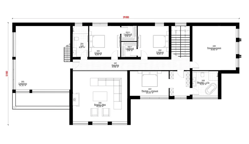 Second Floor 11 – 1.5-Story House Plan 5503 ft², 3 Beds — 82647R