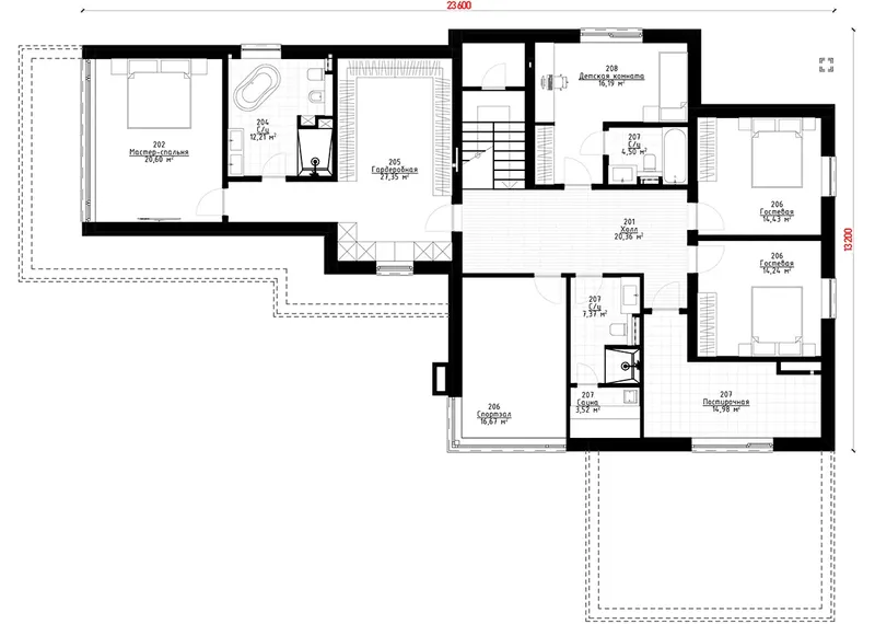 Second Floor 10 – 2-Story House Plan 4011 ft², 4 Beds — 41006R