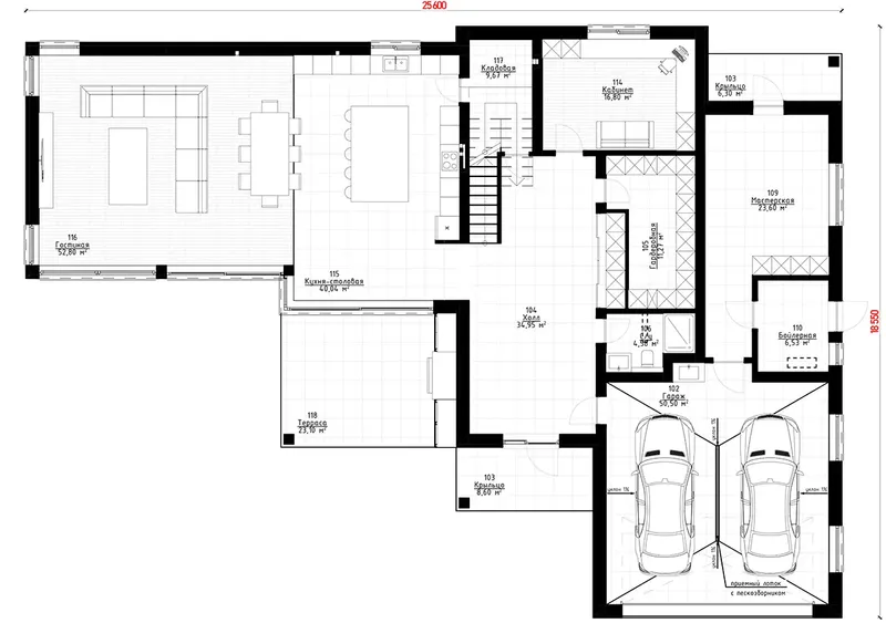 Main Floor 9 – 2-Story House Plan 4011 ft², 4 Beds — 41006R
