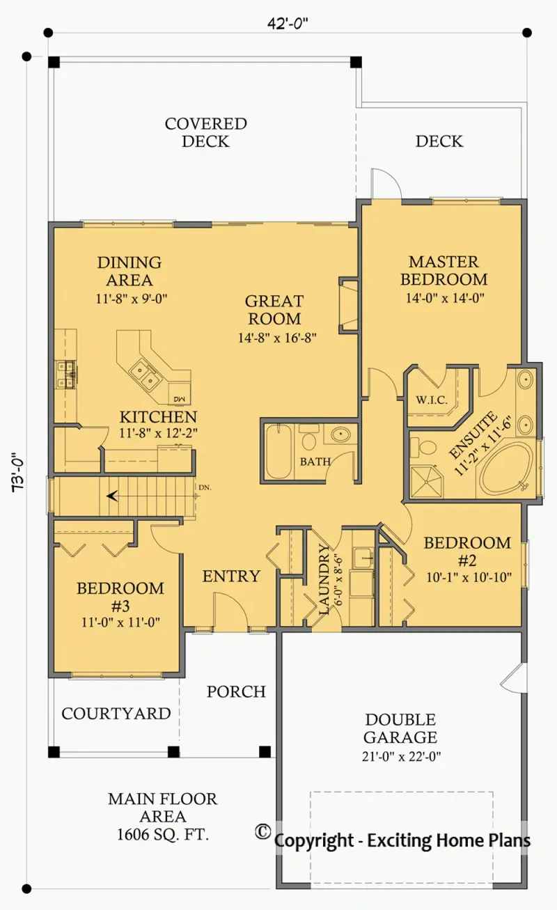 Main Floor 5 – 1-Story House Plan 1607 ft², 5 Beds — 46263R