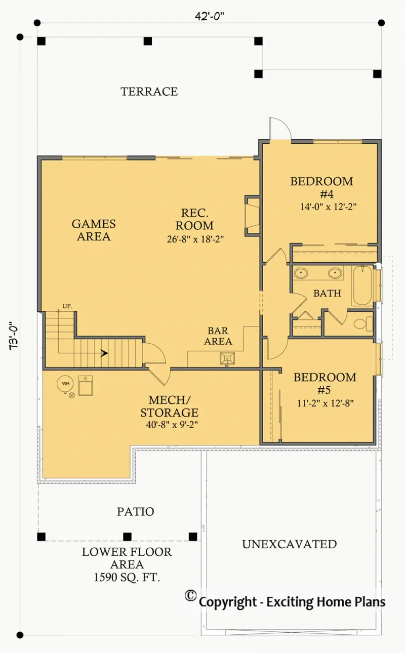 Second Floor 6 – 1-Story House Plan 1607 ft², 5 Beds — 46263R