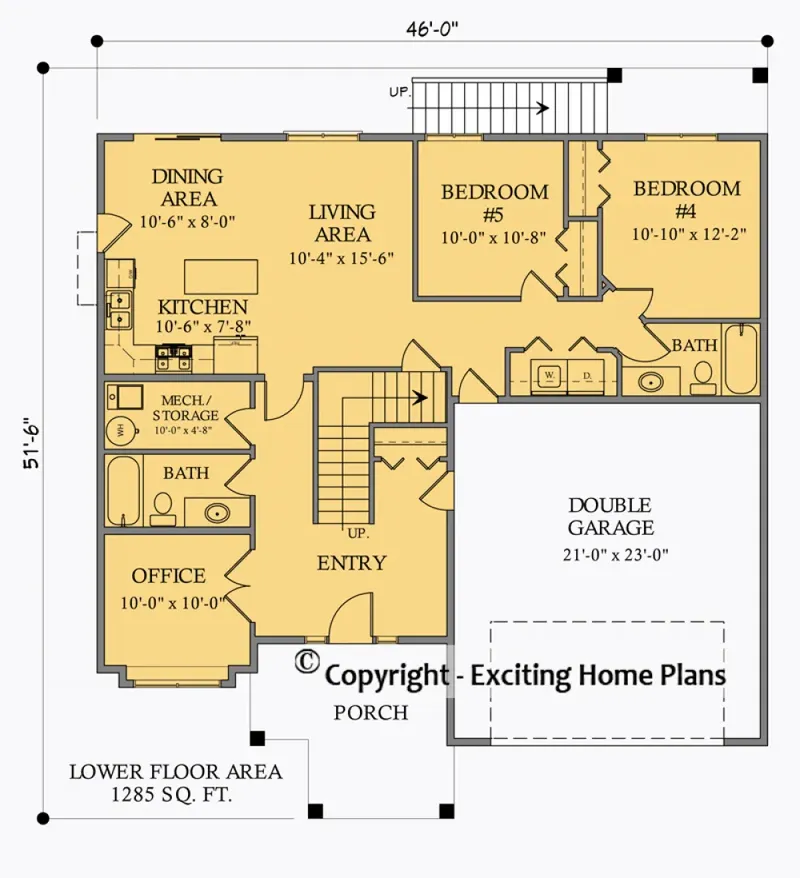 Main Floor 6 – 2-Story House Plan 2664 ft², 5 Beds — 27635R