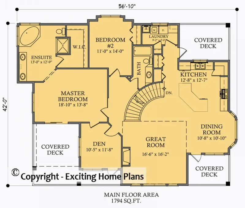 Second Floor 6 – 2-Story House Plan 3047 ft², 4 Beds — 12254R