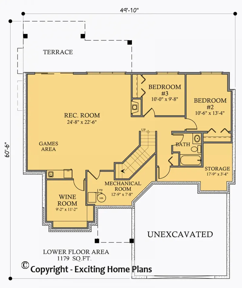 Basement 5 – 1-Story House Plan 1522 ft², 3 Beds — 34102R
