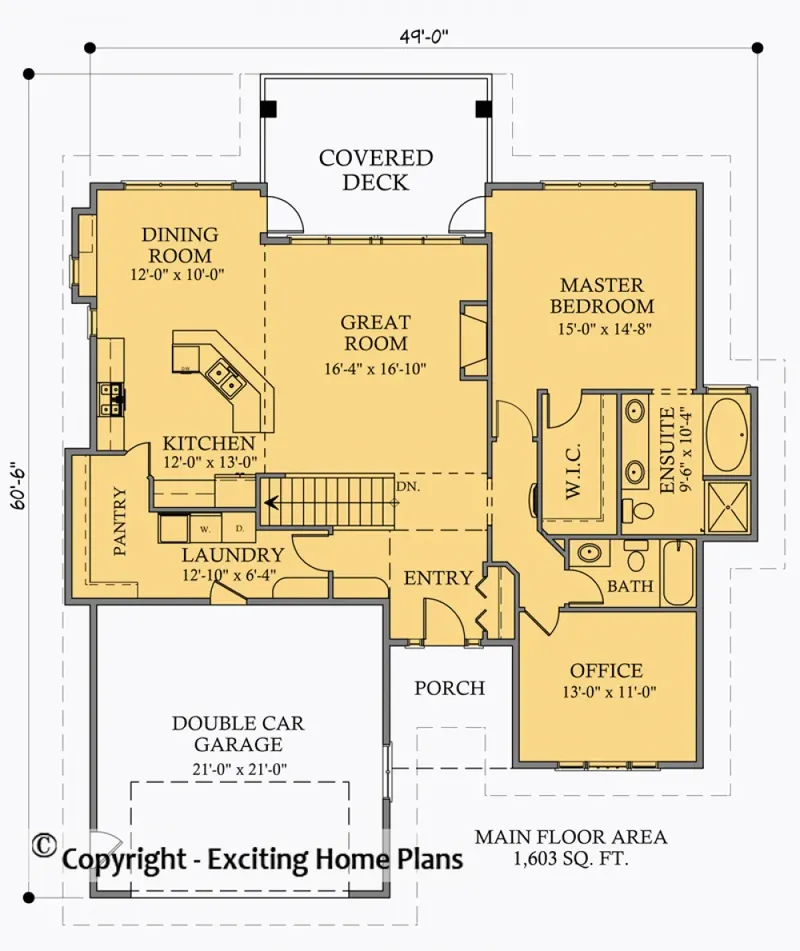 Main Floor 6 – 1-Story House Plan 1603 ft², 3 Beds — 71440R