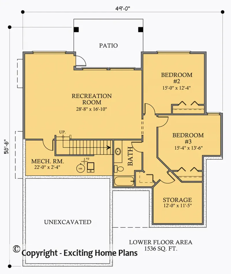 Basement 5 – 1-Story House Plan 1603 ft², 3 Beds — 71440R
