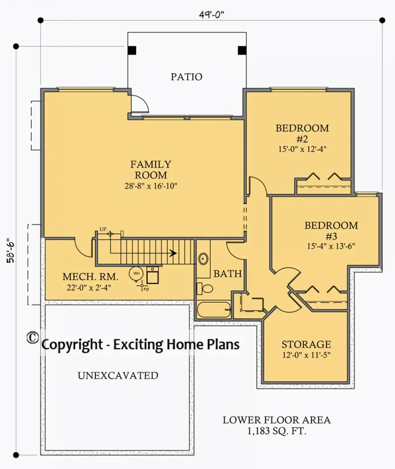 Basement 6 – 1-Story House Plan 1603 ft², 3 Beds — 16819R