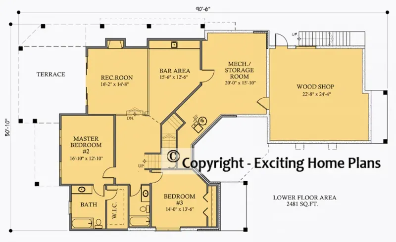 Basement 6 – 1-Story House Plan 1899 ft², 3 Beds — 93187R