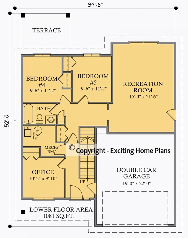 Main Floor 5 – 2-Story House Plan 2444 ft², 5 Beds — 18170R