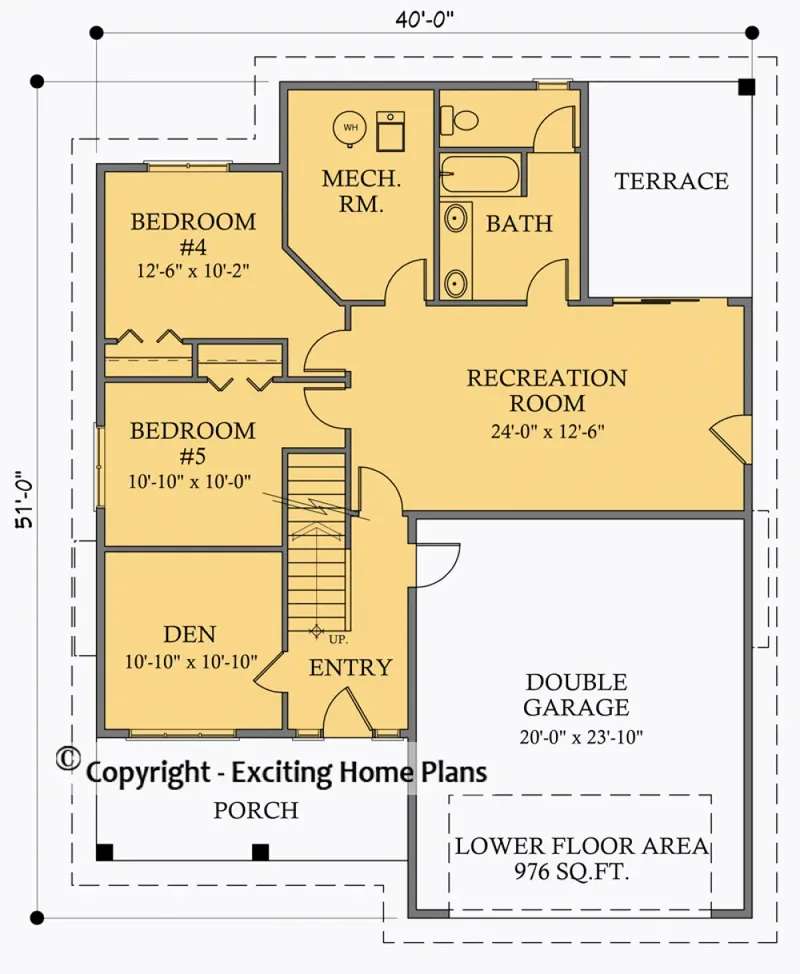 Main Floor 5 – 2-Story House Plan 2427 ft², 5 Beds — 39589R