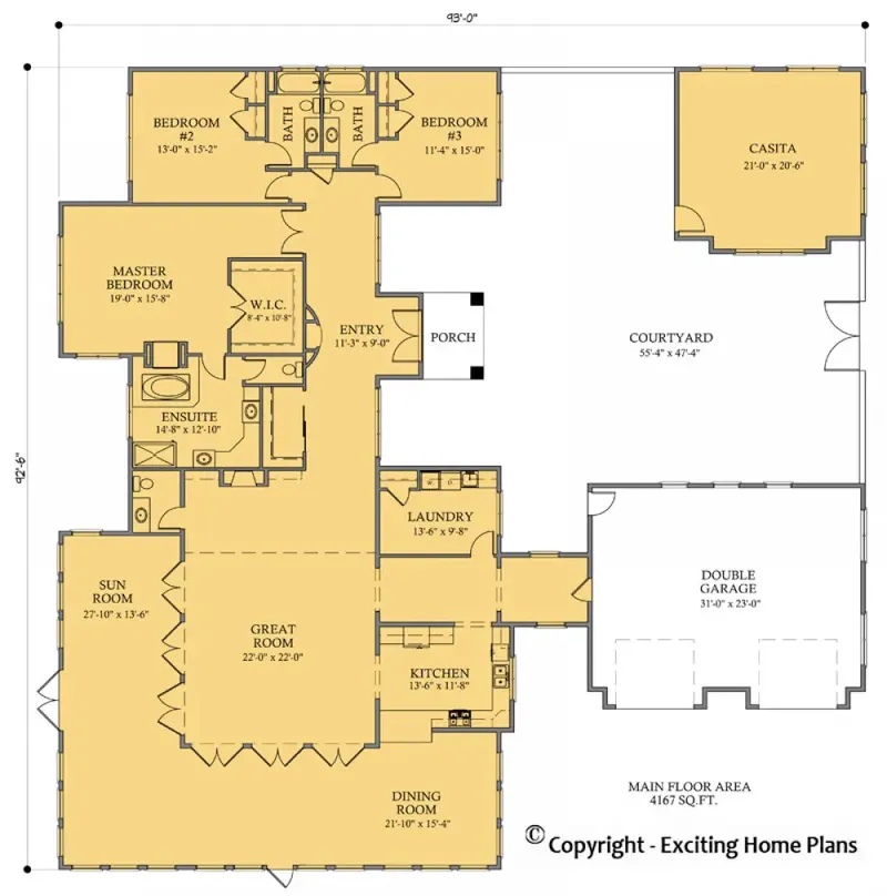 Main Floor 3 – 1-Story House Plan 4167 ft², 3 Beds — 93702R