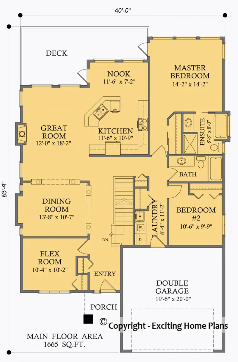 Main Floor 6 – 1-Story House Plan 1661 ft², 4 Beds — 15905R