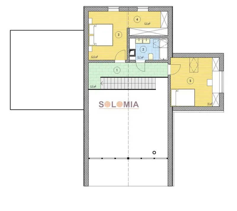 Second Floor 1 – 1.5-Story House Plan 1491 ft², 3 Beds — 65052RB