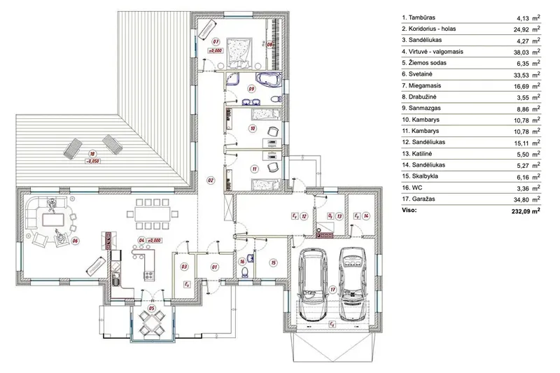 Main Floor 5 – 1-Story House Plan 2124 ft², 3 Beds — 51244R