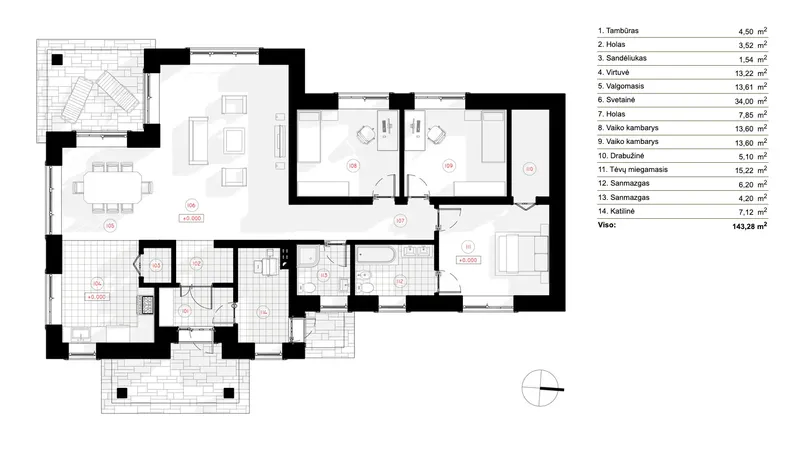 Main Floor 6 – 1-Story House Plan 1542 ft², 3 Beds — 94462R
