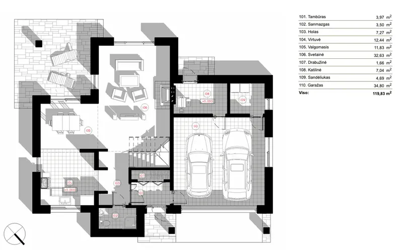 Main Floor 5 – 2-Story House Plan 1549 ft², 3 Beds — 91452R