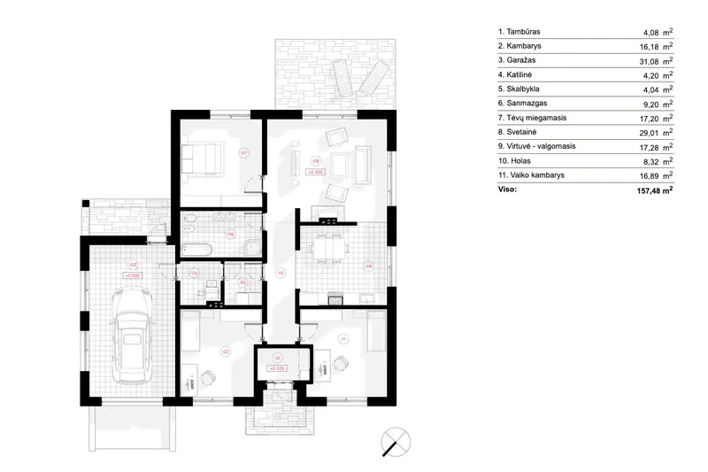 Main Floor 6 – 1-Story House Plan 1361 ft², 3 Beds — 48610R
