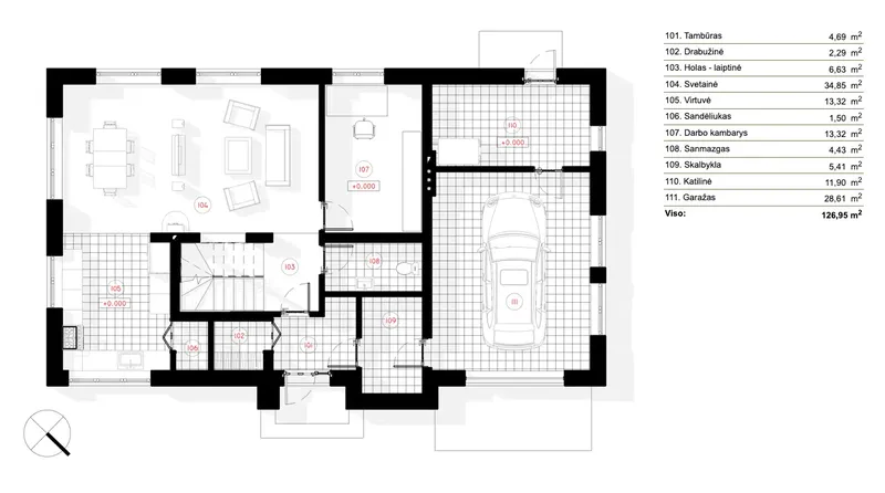 Main Floor 5 – 2-Story House Plan 1780 ft², 3 Beds — 90888R
