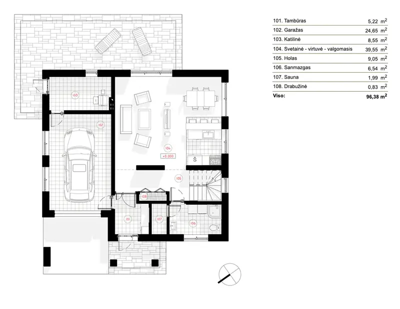 Main Floor 5 – 2-Story House Plan 1423 ft², 3 Beds — 64824R