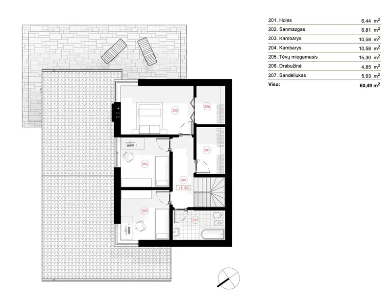 Second Floor 6 – 2-Story House Plan 1423 ft², 3 Beds — 64824R