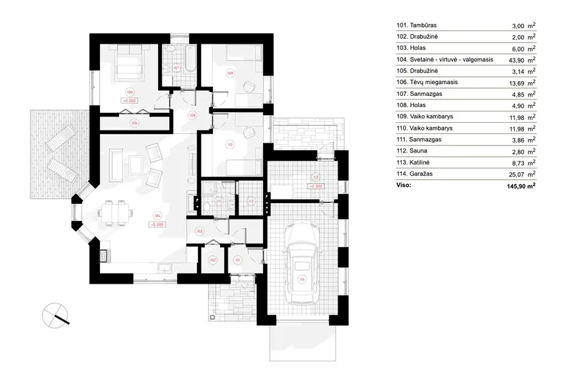 Main Floor 7 – 1-Story House Plan 1301 ft², 3 Beds — 59570R