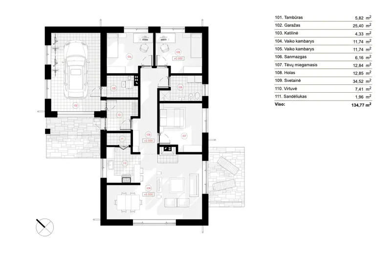 Main Floor 7 – 1-Story House Plan 1177 ft², 3 Beds — 90600R