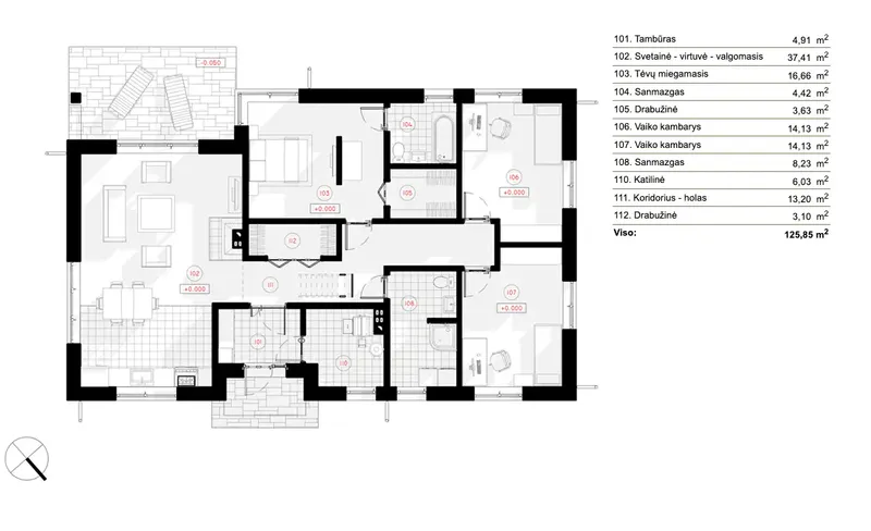 Main Floor 8 – 1-Story House Plan 1355 ft², 3 Beds — 67348R