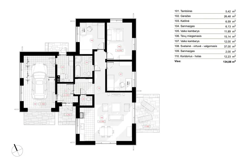 Main Floor 8 – 1-Story House Plan 1167 ft², 3 Beds — 54515R