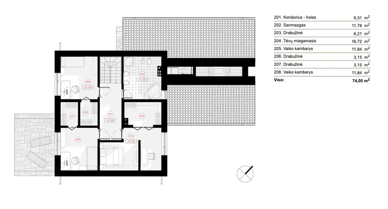 Second Floor 9 – 1.5-Story House Plan 1837 ft², 3 Beds — 76013R