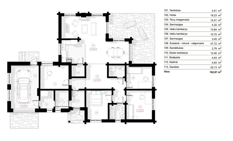 Main Floor 6 – 1-Story House Plan 1515 ft², 4 Beds — 92129R