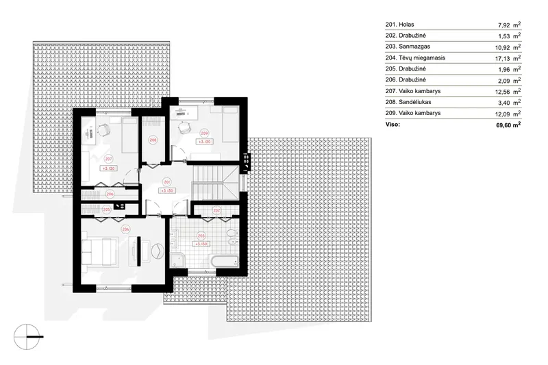 Second Floor 8 – 2-Story House Plan 1669 ft², 3 Beds — 50448R
