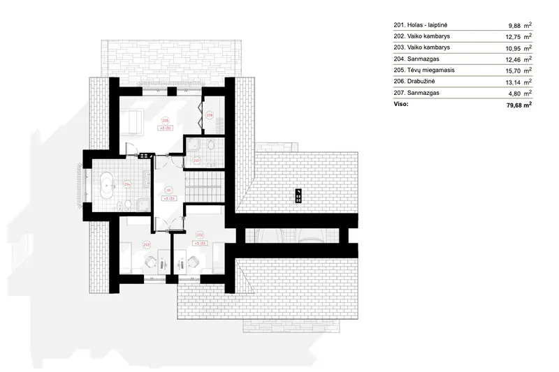 Second Floor 9 – 1.5-Story House Plan 1897 ft², 3 Beds — 53551R