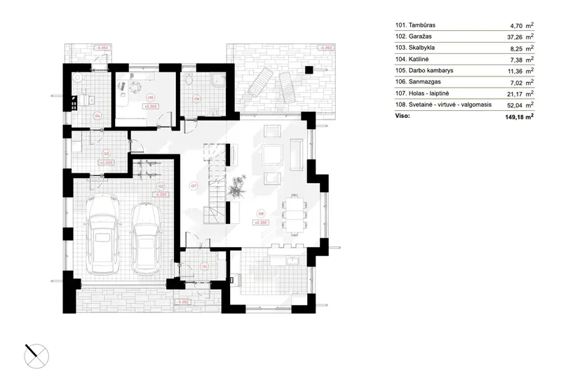 Main Floor 3 – 2-Story House Plan 2197 ft², 3 Beds — 12222R
