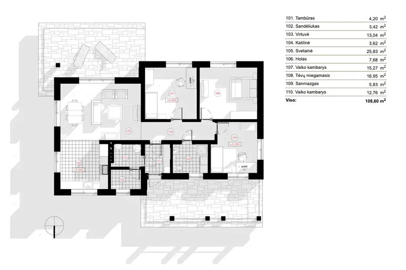 Main Floor 6 – 1-Story House Plan 1169 ft², 3 Beds — 27512R