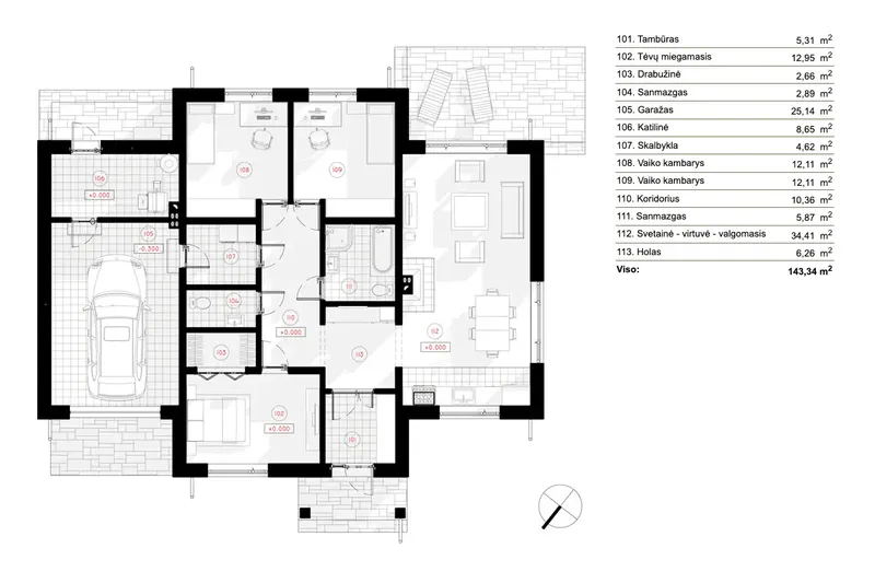 Main Floor 6 – 1-Story House Plan 1272 ft², 3 Beds — 19533R
