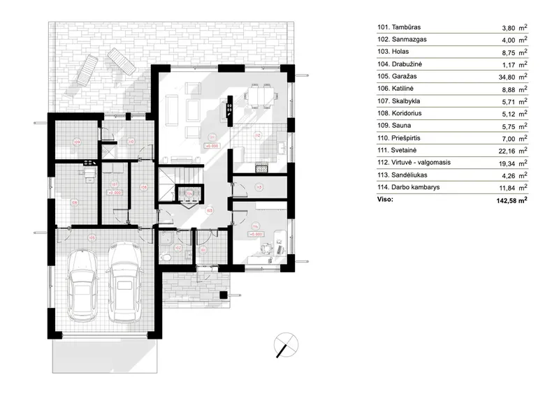 Main Floor 6 – 2-Story House Plan 1949 ft², 3 Beds — 96016R