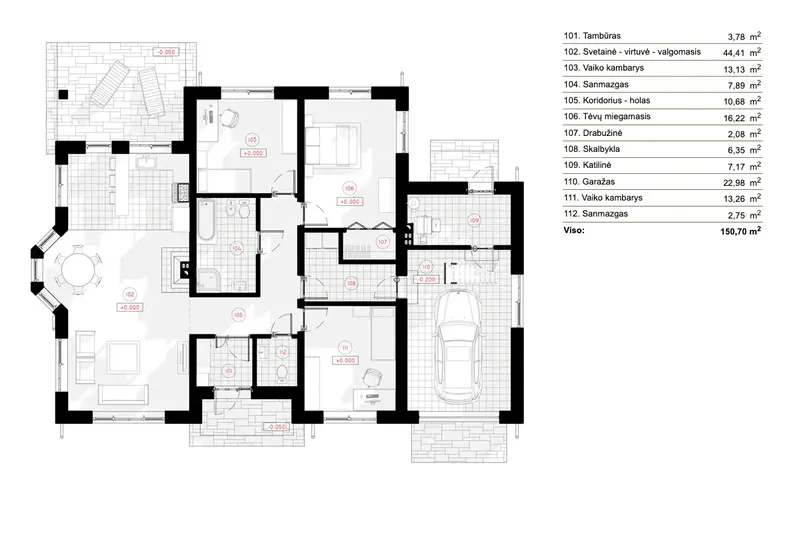 Main Floor 6 – 1-Story House Plan 1375 ft², 3 Beds — 82442R