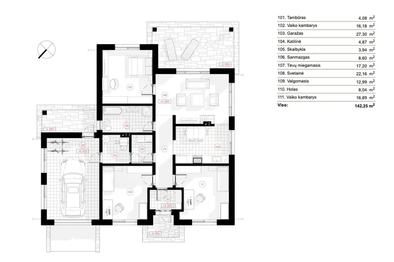 Main Floor 6 – 1-Story House Plan 1237 ft², 3 Beds — 66912R