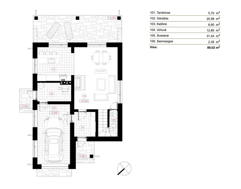 Main Floor 9 – 2-Story House Plan 1344 ft², 3 Beds — 29372R