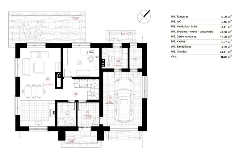 Main Floor 6 – 1.5-Story House Plan 1673 ft², 3 Beds — 14411R