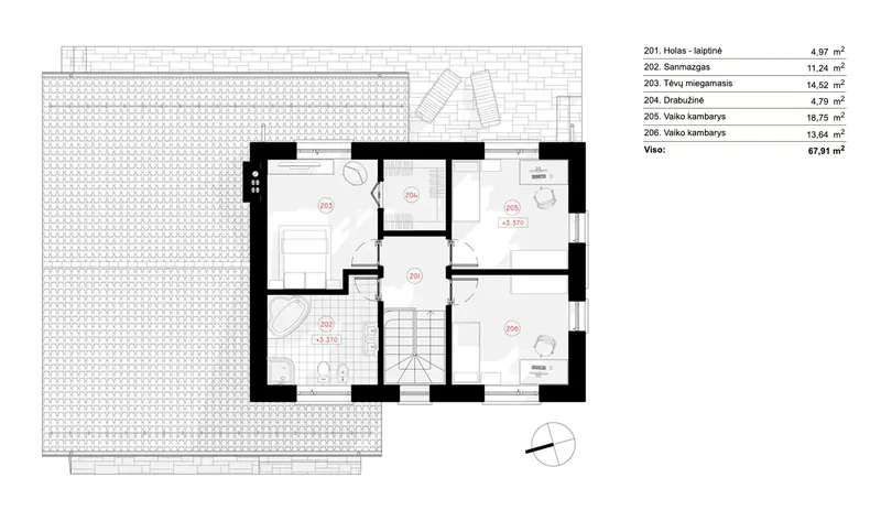 Second Floor 8 – 2-Story House Plan 1584 ft², 3 Beds — 18859R