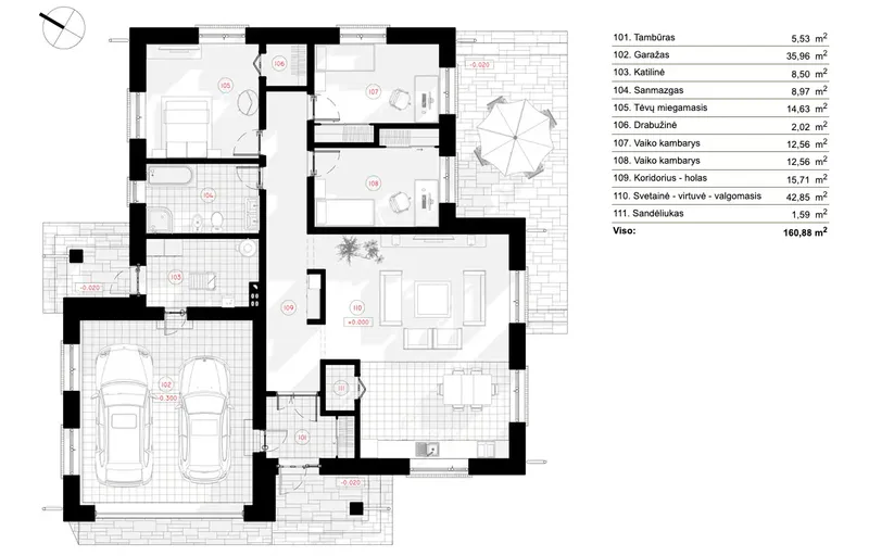 Main Floor 6 – 1-Story House Plan 1345 ft², 3 Beds — 47581R