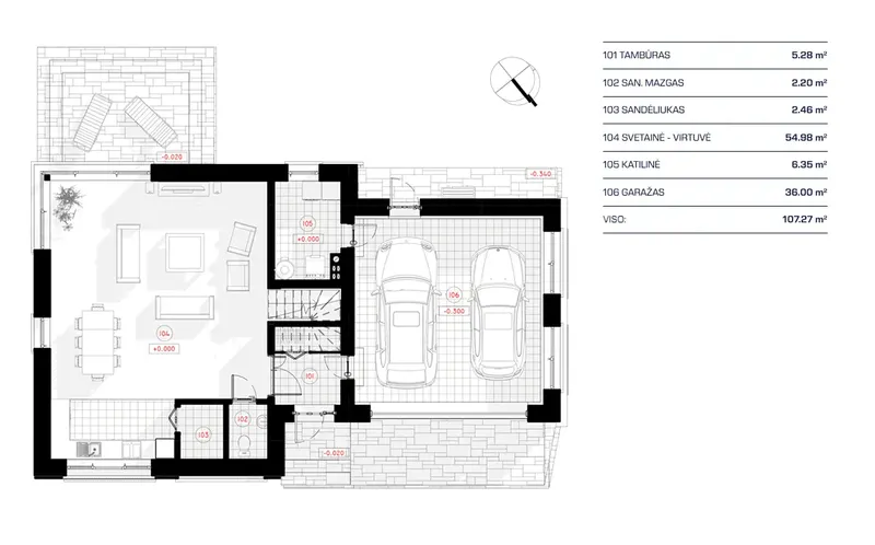 Main Floor 10 – 2-Story House Plan 1532 ft², 3 Beds — 86455R