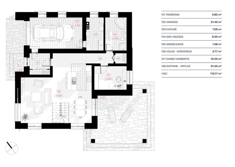 Main Floor 11 – 1.5-Story House Plan 1617 ft², 3 Beds — 22635R