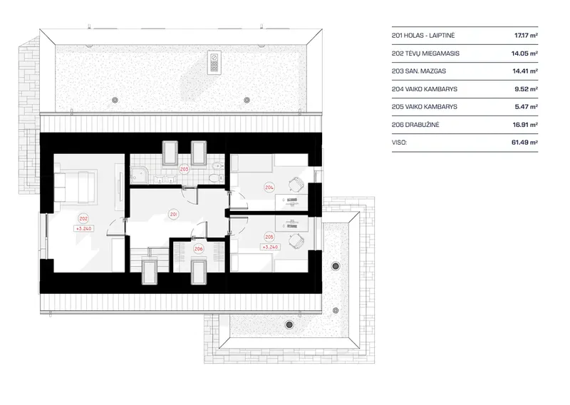 Second Floor 12 – 1.5-Story House Plan 1617 ft², 3 Beds — 22635R