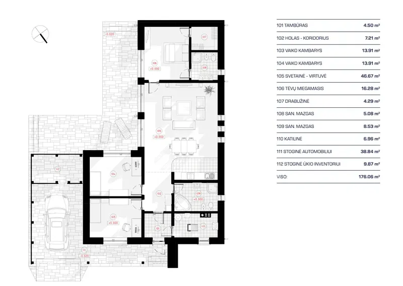 Main Floor 11 – 1-Story House Plan 1371 ft², 3 Beds — 95351R