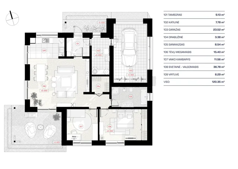 Main Floor 11 – 1-Story House Plan 1042 ft², 2 Beds — 87960R