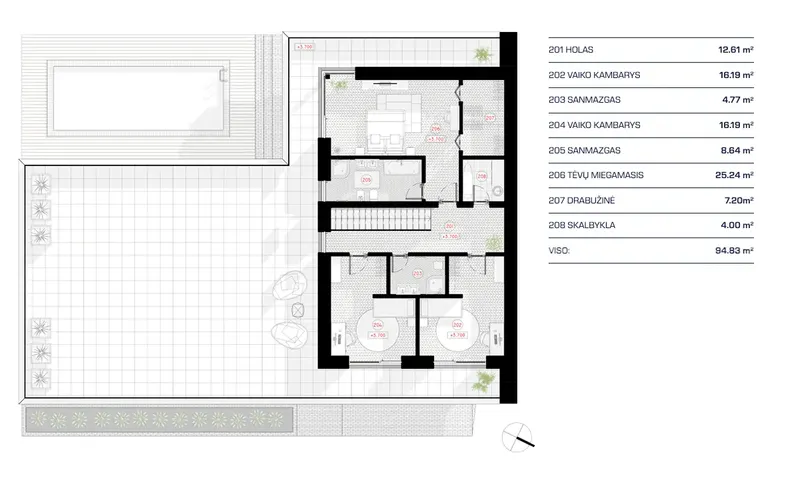 Second Floor 12 – 2-Story House Plan 2032 ft², 3 Beds — 41846R